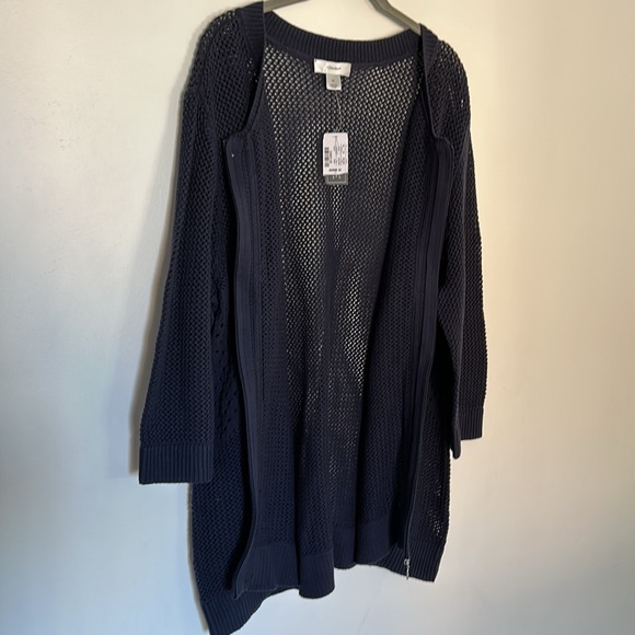 NWT CJ Banks Navy Open Knit Sweater - Picture 3 of 6